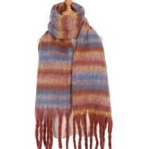 Dicker Winterschal für Frauen, Halstuch, Luxusmarke, Retro-Plüsch, brauner Schal, erweiterter Outdoor-warmer gestreifter Schal, Foulard Brode
