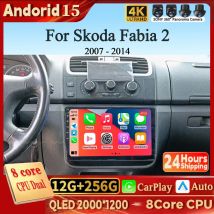 Für Skoda Fabia 2 2007-2014 Android 15 Carplay Auto 2K Bildschirm Auto Radio Multimedia Player WIFI + 4G Autoradio Stereo 4G WIFI GPS