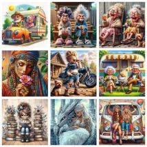 CHENISTORY Full Square Diamond Painting 5D DIY The elderly aunt's sisters Diamond Embroidery Kits Mosaic Home Decor