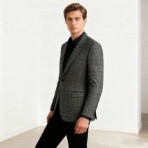 Exquisite Plaid Men's 2PCS Suit: Jacket and Pants, Notched Lapel, Slim Fit Blazer, Groom Tuxedos for Daily Wear, Parties, Formal