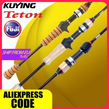 KUYING TETON L Light 1.98m 6'6 "Canna da pesca in carbonio Spinning Casting FUJI Mulinello Anello di sede 2-10g 3-8lb Trota medio veloce