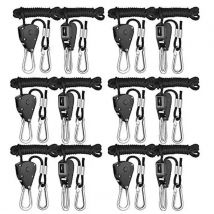 2/4/12pcs 1/8 Inch 8Feet Long Heavy Duty Adjustable Rope Clip Hanger for Grow Kit Hanging Ratchet Canoe Bow Stern Tie Down