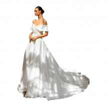 Off Shoulder A-line Wedding Dress Satin Bridal Dresses For Wedding Customized amanda brides vestidos de novia