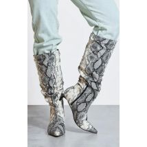 Gullick Mixed Snake Print Stiefel spitzen Zehen High Heels Seite Reiß verschluss Frühling Herbst kniehohe neue Stiefel sexy Frauen Outwear Schuhe