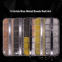 Silber Rose Gold Nail Art Perlen Metallkugeln Gemischte Größen Mini Nagel Kaviar Perlen Nail Art DIY Handwerk Dekoration Zubehör