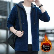 Herren lässig Design Strickjacke vertikal verdickt Langarm Mantel langen Pullover Herren Kleidung Herbst Wintermantel