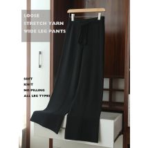 Frauen Stretch garn gestrickt lose Mittellinie weites Bein Hosen All-Match lange Hosen bodenlangen Winter muss lässig #317 haben