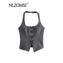 Nlzgmsj Frau Mode Bowknot Verzierung Hals Top lässig schlanke rücken freie ärmellose y2k Halfter Tanks