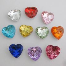 NBNLWK 1/2" Heart Shape Sewing Acrylic Buttons For Garment 50Pcs Multicolors Decorative Clothes Accessories