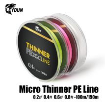 LEYDUN Micro THINNER Żyłki wędkarskie 100m 150m MT8 4 pasma Pleciona żyłka PE Japan Monofilament Zestaw żyłek karpiowych muchowych