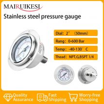 MAIRUIKESI Manometro a secco 50mm -1-0-600bar Connessione posteriore con flangia Cassa in acciaio inossidabile 304 per manometro acqua gas aria