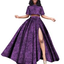 Boubou Africain Homme Robe Africaine Femme African Skirt and Top Set Bazin Riche 2 Piece Set Abaya Lady's Split Top Skirts WY534