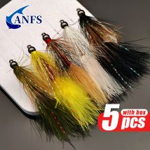 ANFS 5 Stück Kupferperlen Wollige Bugger-Streamer Fliegen für Forelle, Lachs, Hecht und Barsch Angeln-Fly-Angelköder