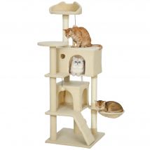 PawHut Árbol Rascador para Gatos 140 cm con Múltiples Plataformas