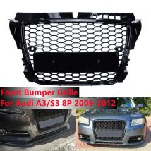 Para Audi A3 S3 8P 2008 2009 2010 2011 2012 RS estilo negro brillante malla de panal rejilla de parachoques delantero rejillas de carreras rejilla superior
