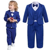 Baby Jungen Anzug Set Hochzeit Kleinkind Formale Outfit Kleinkind Ringträger Smoking Kinder Geburtstag Zeremonie Leistung Kostüm 4PCS