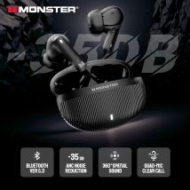 Monster GT22 ANC Bluetooth Earbuds 360° Spatial Sound TWS Wireless Sports Earphone -35dB Active Noise Canceling in-Ear Headphone