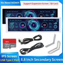 Schermo secondario IPS tipo C da 8,8 pollici Interfaccia USB-C Monitoraggio computer CPU GPU RAM Dislpay Smart Screen Non è necessario AIDA64