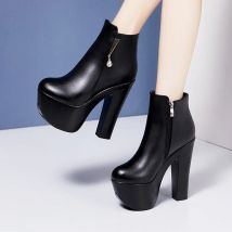 15 cm Kleine Größe 32-43 Sexy Extreme Block High Heels Schuhe Frauen Stiefel Winter 2025 Dicke Plattform Stiefel knöchel Botas Modell Büro