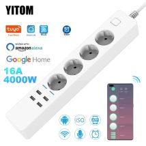 Inteligentna listwa zasilająca Wifi 4 gniazda UE Wtyczka 4 porty ładowania USB Aplikacja rozrządu Sterowanie głosem Współpracuje z Alexa Google Home Assistant