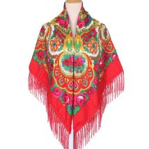 130*130cm Luxury Brand Russian Scarf Flowers For Women Ethnic Style Large Square Scarf Warm Shawls Bandana Beach Travel Blanket