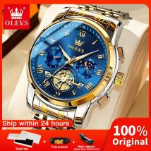 OLEVS 2859 Herrenuhr Luxusmarke Klassische Uhren Für Männer Wasserdicht Leuchtende Quarzuhr Mondphase Herren Geschenke Original Reloj