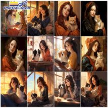 Foto benutzer definierte Gemälde von Zahlen Kit für Erwachsene Anfänger auf Leinwand, Mal-Kits, DIY Hobbys Kunst Mädchen und Tiere, Wohnkultur