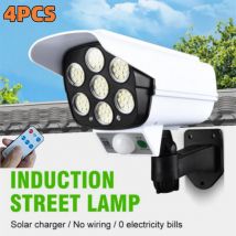 Solar Lights  Outdoor With Motion Sensor Remote Controller FloodLights Wireless Dummy Decoy Fake Security Camera for Garden