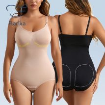 Flarixa Nahtloser Bodyshaper Damen-Body mit offenem Schritt, Shapewear, postpartale Bauchkontrolle, Shapewear, schlankmachender Unterwäsche-Overall