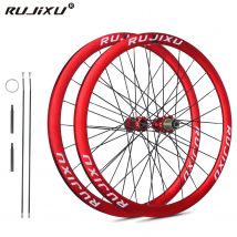 700C RUJIXU Red rim Road Bike Tubeless Disc Brake Wheelset 30/35mm Aluminum alloy  Rim QR Thru Axle Loud Hub  Bicycle Wheel