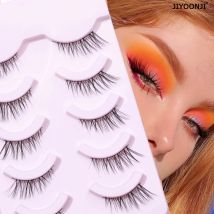 Halbe falsche Wimpern mit natürlicher Augenlinie, 5 Paar bequeme tägliche Wimpern