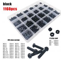 300/700/1160 pz M2 M2.5 M3 M4 Nero Bianco Nylon Plastica Isolante Croce Phillips Pan Testa Tonda Bullone Vite Dado Set Mix Kit scatola