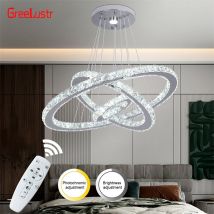 Anelli di cristallo moderni lampadario a Led lampada da soffitto di lusso per interni dimmerabile e telecomando illuminazione Pendan apparecchi di lucentezza cromati