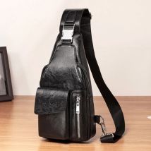 Männer Kreuz körper Sling Rucksack Schulter Umhängetasche Reise Mode Trend Casual Retro PU Leder Männlichen Crossbody Seite Brust Taschen