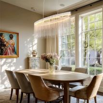 Lampadario di cristallo moderno Lampada da soffitto a sospensione per sala da pranzo, lampadario a LED dimmerabile con catena a nappa per la casa dicembre