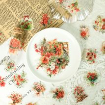 50 Stück romantische Neon Rose Haustier Material wasserdichte transparente Aufkleber, Handbücher, Notizbücher, dekorative Aufkleber