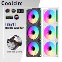 Coolcirc DL-1 120 mm PC-Gehäuselüfter 800–2000 U/min, PWM-Hydrolager, geräuschlos, 5 V, 3-polig, ARGB-Wasserkühler, magischer kabelloser Kühlventilator
