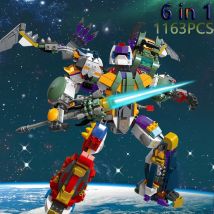 1163PCS Konstellationen Mecha Roboter Bausteine 6 In 1 Gemeinsame Bewegliche Roboter Modell Ziegel kinder Pädagogisches DIY Spielzeug geschenke