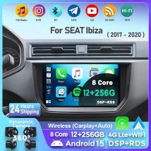 Android 15 Radio de coche para SEAT Ibiza 2017 2018 2019 2020 navegación Carplay GPS reproductor Multimedia WiFi + 4G estéreo unidad principal automática