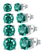 UMCHO Solid 925 Sterling Silver Emerald Gemstone Stud Earrings for Women Engagement Wedding Valentine's Day Gift Fine Jewelry