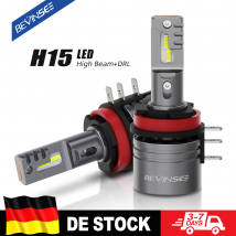 BEVINSEE H15 Lampadine a LED abbaglianti + DRL Luce di marcia diurna Turbo LED Lampada automatica per BMW Audi Ford VW Benz Mazda 6000K Bianco 12V