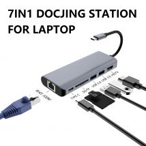 USB C Hub, 7 in 1 USB C zu HDMI Splitter mit 4k HDMI, PD 100W,USB3.0/2.0, SD/TF 2.0, rj45 100m für ipad pro macbook pro/air acer