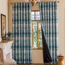 Verdunkelungsvorhänge im französischen Vintage-Stil, elegante Vorhänge mit Tintendruck für Schlafzimmer, Wohnzimmer und Arbeitszimmer, 132–300 cm Breite, Innenbereich