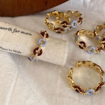 Offener Fingerring aus 925er-Sterlingsilber, goldene Emaille, Donut, schillernde geometrische Punk-Frauen, Schmuck, Geschenk, Dropship, Großhandel