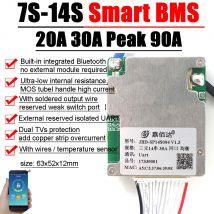 JBD Bluetooth 7S a 14S 13S Scheda di protezione della batteria al litio Smart BMS Balance 24V 36V 48V 52V Li-ion Lipo 8S 12S LifePo4 30A