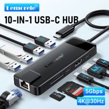 Lemorele 10Ports USB C Hub Typ C zu HDMI 4K RJ45 PD 100W Adapter Dockingstation für Mac USB 2.0 3.0 Hub Laptop Tablet Accessor