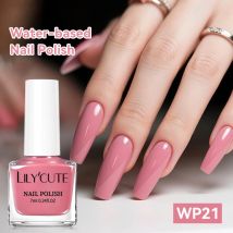 LILYCUTE 7ml Water-Based Nail Polish Pink Gittler Color Long Lasting Quick Drying No Need of Lamp to Cure Nail Supplies For Nail