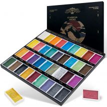 Paul Rubens Glitzer-Aquarellfarben-Set, 36 Metallic-Farben, feste Farben, starke Deckkraft, gute