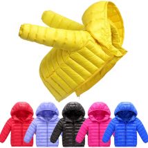 Kinder-Baumwolljacke, neuer Winterstil, Plüsch, verdickt, leicht, Daunenjacke, einfarbig, Kapuzenjacke für Jungen und Mädchen