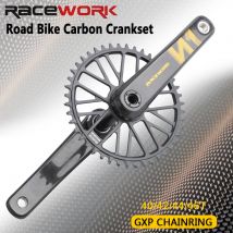 RACEWORK Carbon Faser Kurbelgarnitur Rennrad Kurbel 11/12 Geschwindigkeit 170mm Kettenblatt 50-34T/52-36T/53-39T Für SRAM GXP Gravel Fahrrad Teil